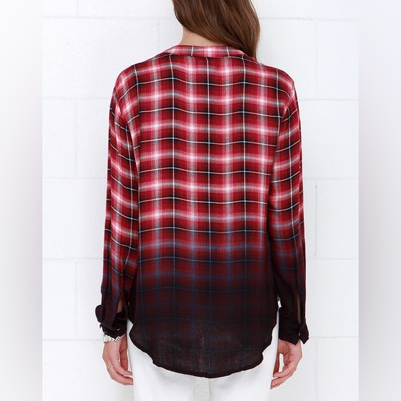 Women’s White Crow Hour of Darkness Red Plaid to ombré LongSleeve Medium - Picture 9 of 11